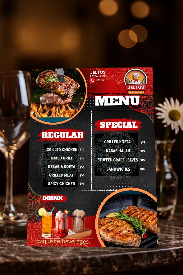 تصميم منيو احترافي للمطاعم والكافيهات