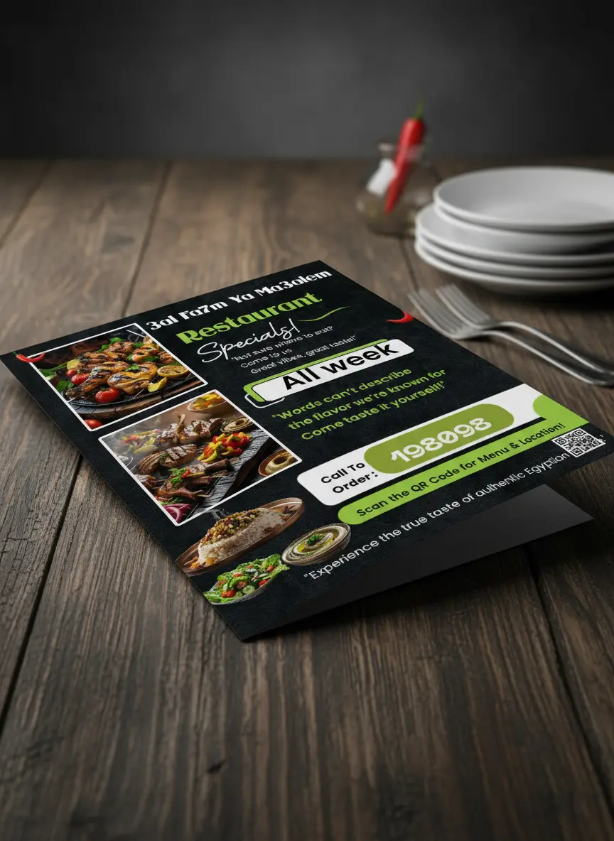 تصميم منيو احترافي للمطاعم والكافيهات