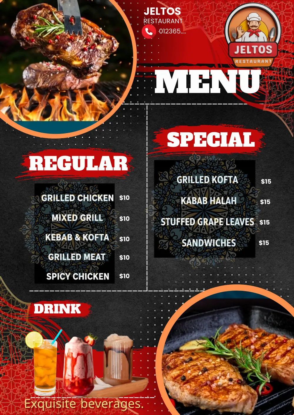 تصميم منيو احترافي للمطاعم والكافيهات