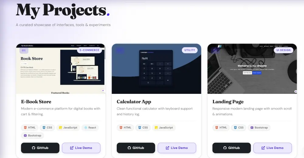 موقع بورتفوليو شخصي لعرض المهارات والمشاريع بطريقة احترافية