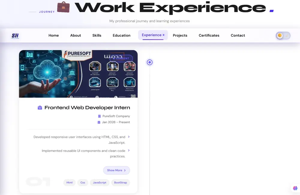 موقع بورتفوليو شخصي لعرض المهارات والمشاريع بطريقة احترافية