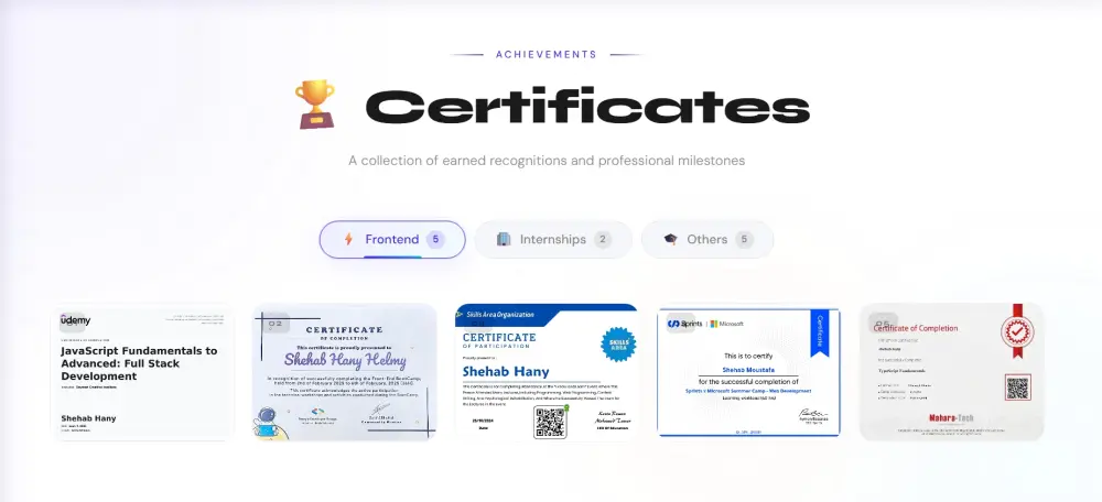 موقع بورتفوليو شخصي لعرض المهارات والمشاريع بطريقة احترافية