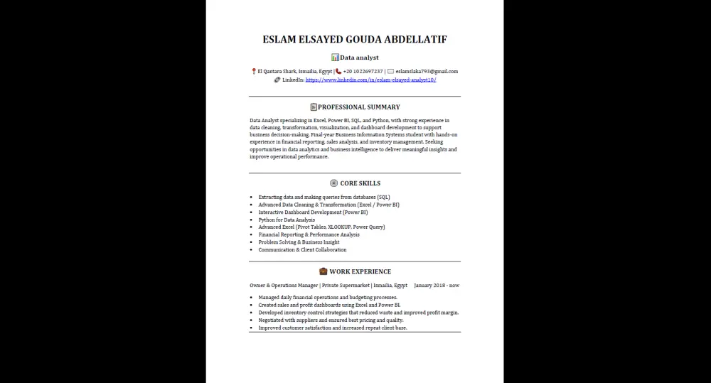 عمل سيرة ذاتيه احترافيه جدا تتوافق مع نظام ATS العالمي