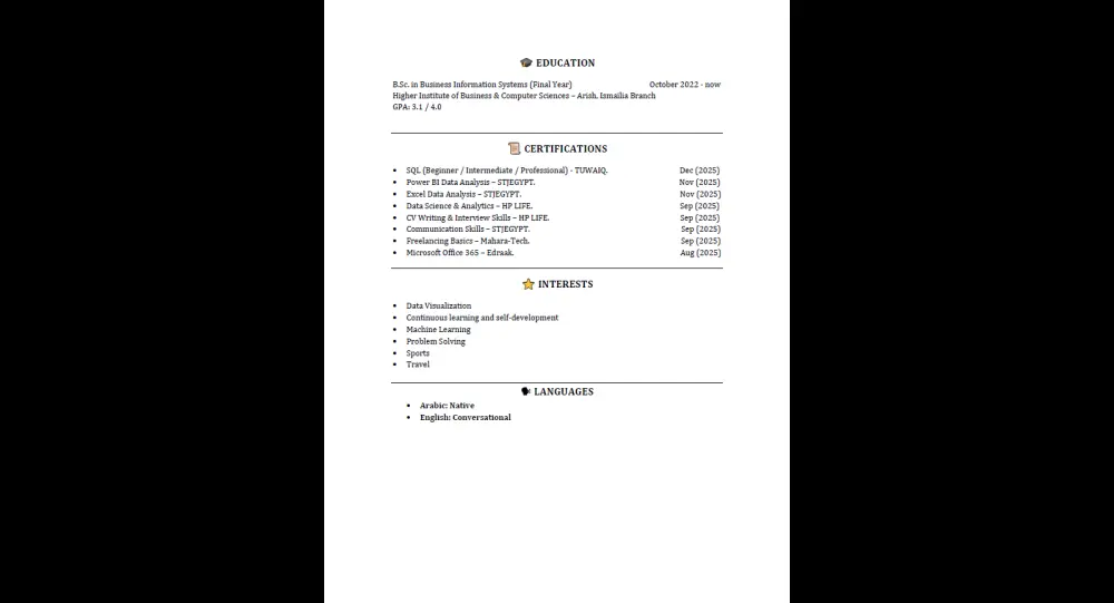 عمل سيرة ذاتيه احترافيه جدا تتوافق مع نظام ATS العالمي