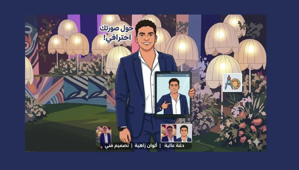 سأحوّل صورتك إلى بورتريه كرتوني احترافي بجودة عالية