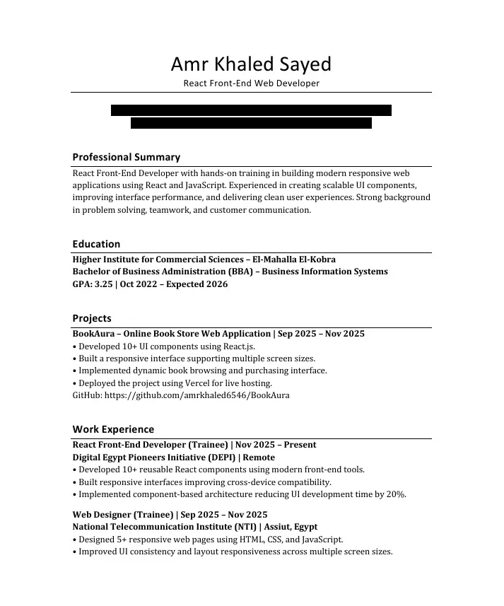 تصميم سيرة ذاتية احترافية CV متوافقة مع نظام ATS