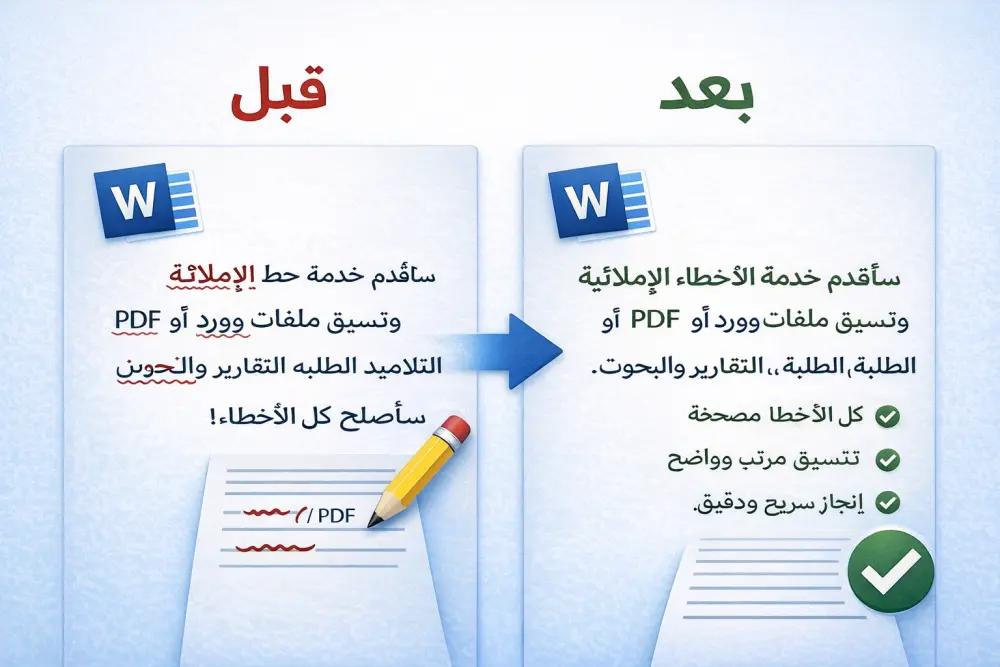 تصحيح الأخطاء اللغوية وتنسيق ملفات Word و PDF باحتراف