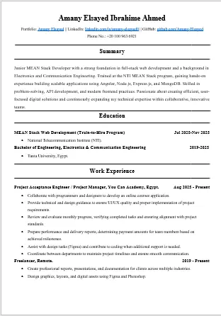 عمل CV كامل متوافق مع نظام ATS