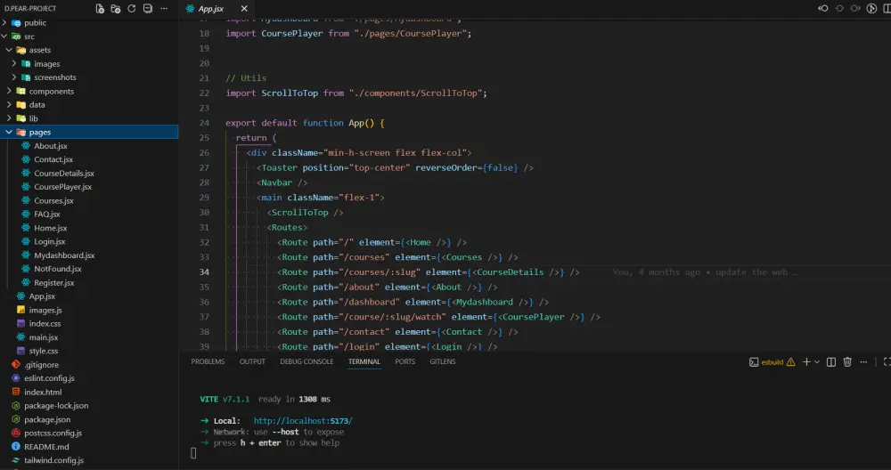 بناء واجهة React بسيطة (dashboard)