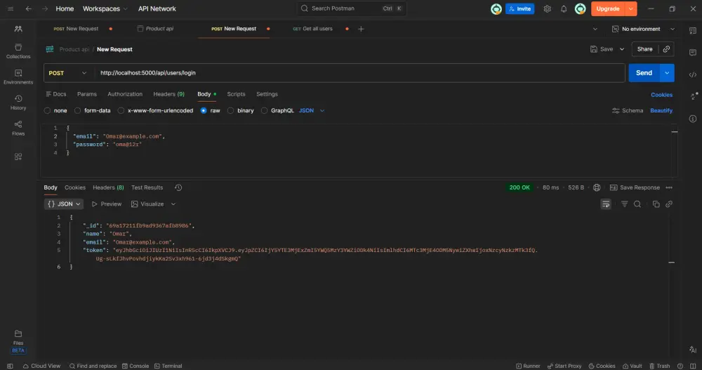 سأقوم بإنشاء REST API كامل لتسجيل المستخدمين وتسجيل الدخول باستخدام Node.js و MongoDB مع تأمين كامل باستخدام JWT.