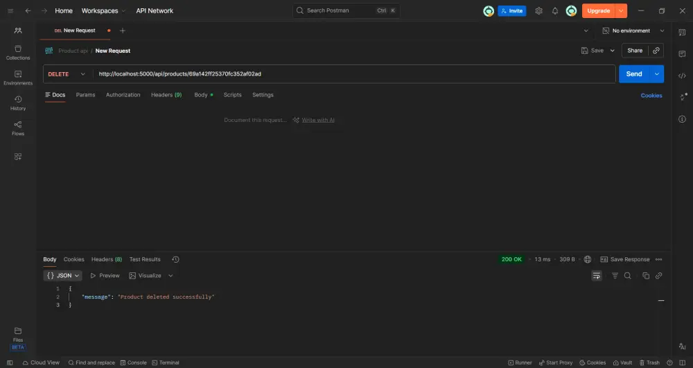 سأقوم بإنشاء نظام CRUD كامل لإدارة المنتجات باستخدام Node.js وMongoDB