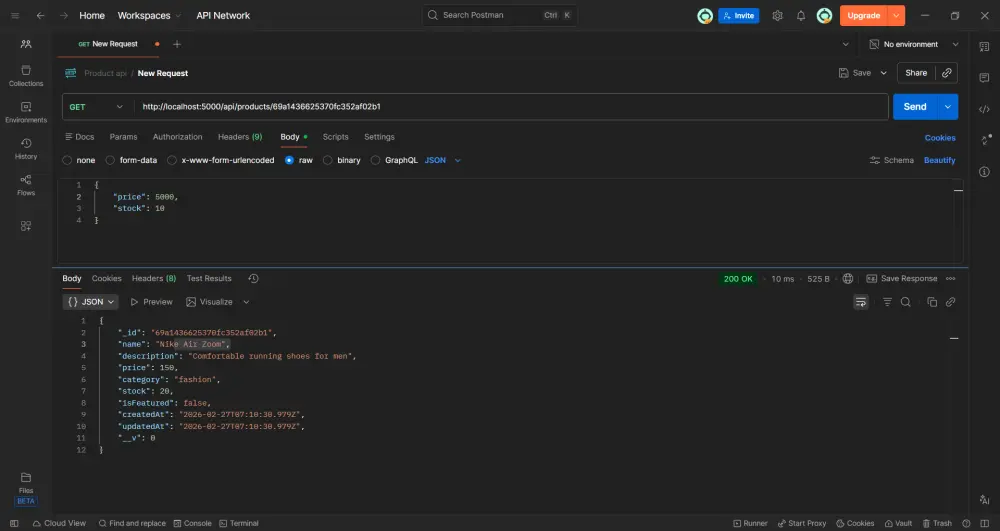 سأقوم بإنشاء نظام CRUD كامل لإدارة المنتجات باستخدام Node.js وMongoDB