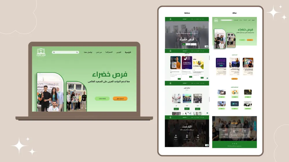 تصميم واجهة مستخدم لشاشتين لتطبيق أو موقع إلكتروني