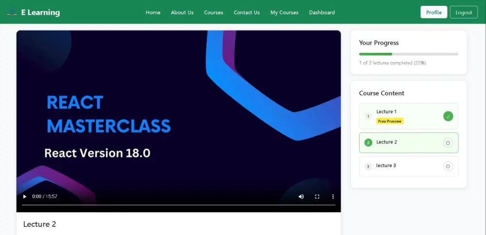 تصميم وتطوير منصة تعليمية إلكترونية لعرض ومتابعة الكورسات وإدارة المحتوى الأساسي للطلاب والمدرسين.