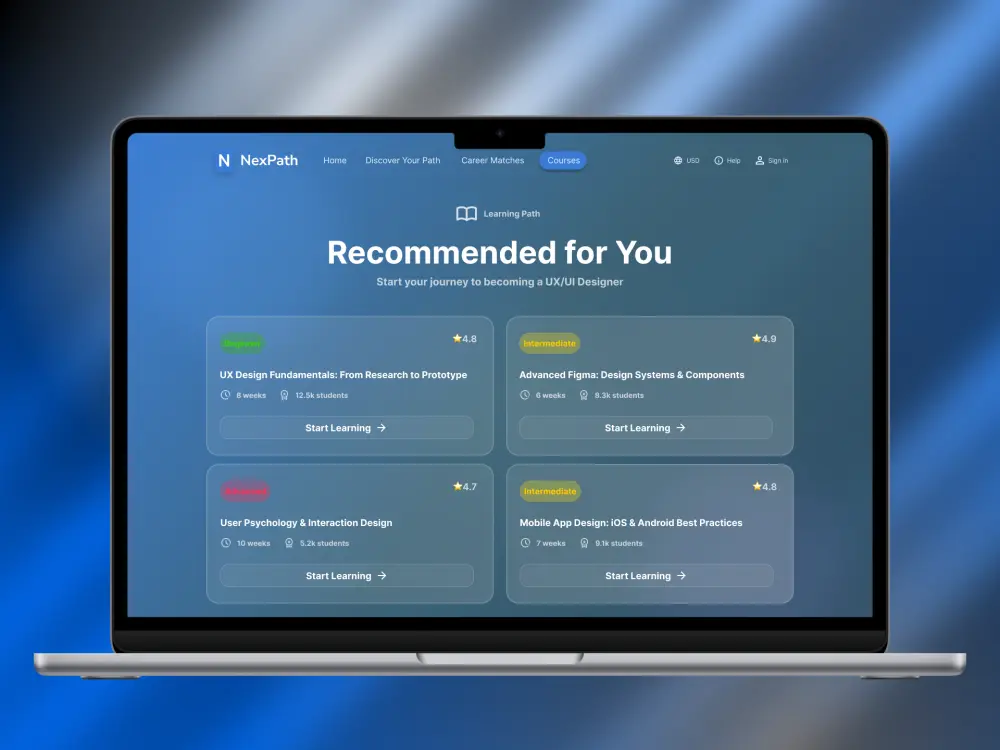 صميم واجهات مستخدم لتطبيقات الموبايل ومواقع الويب باحترافية
