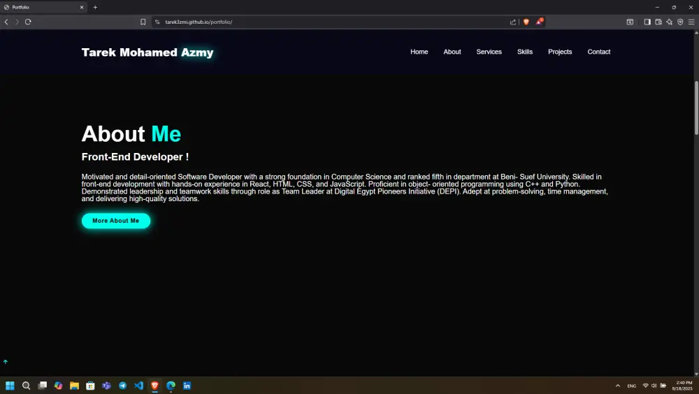 عمل بورتفوليو احترافي باستخدام HTML , CSS , Bootstrap and JavaScript