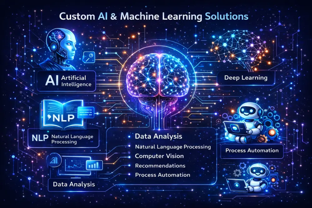 طوير حلول ذكاء اصطناعي وتعلم آلي وعميق مخصصة حسب المشروع