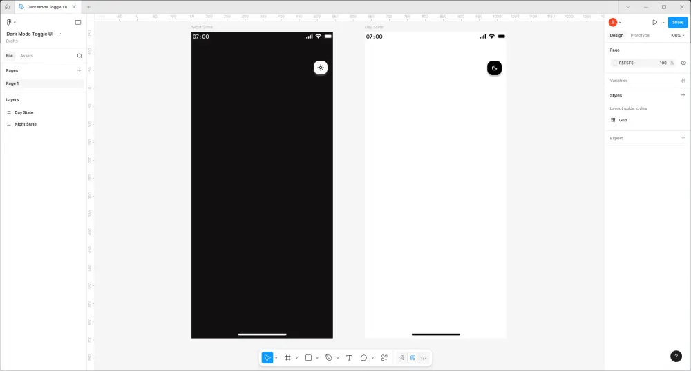 Dark Mode Toggle UI Design (Light & Dark States)