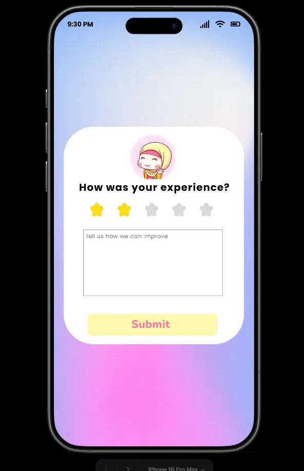 تصميم واجهة تقييم  (Rating & Feedback Interface)