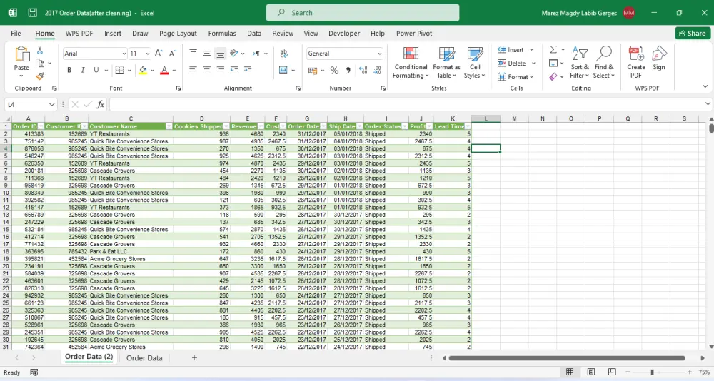 تنظيف وتنسيق ملف Excel أوCSV حتى 500 صف ليكون جاهزًا للتحليل