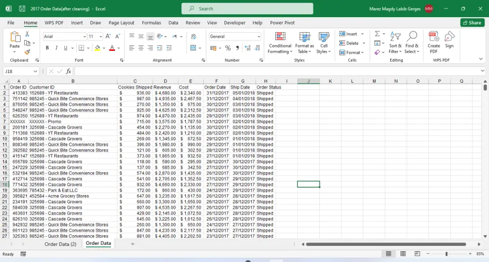 تنظيف وتنسيق ملف Excel أوCSV حتى 500 صف ليكون جاهزًا للتحليل