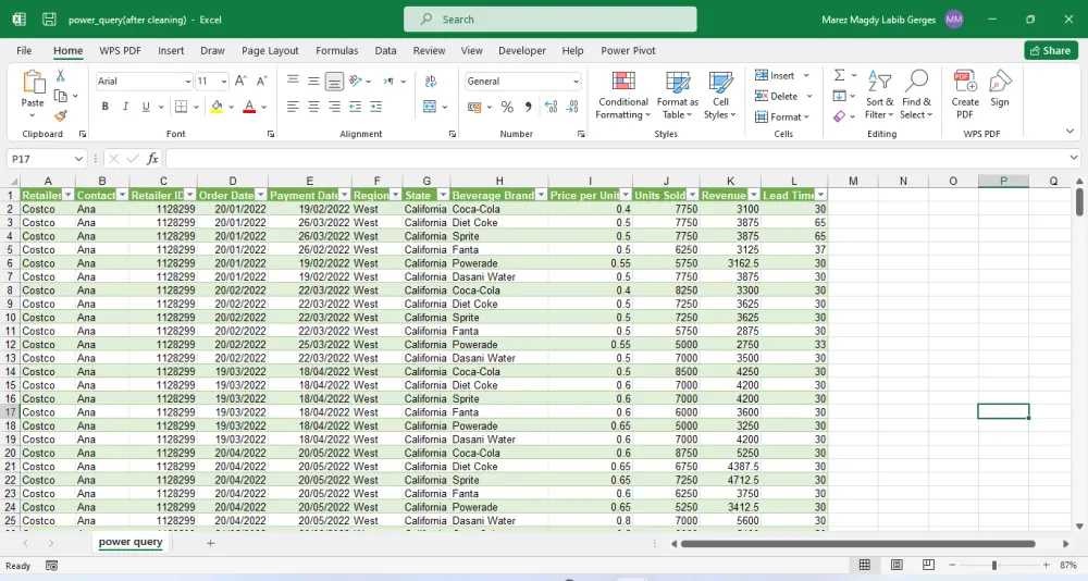 تنظيف وتنسيق ملف Excel أوCSV حتى 500 صف ليكون جاهزًا للتحليل