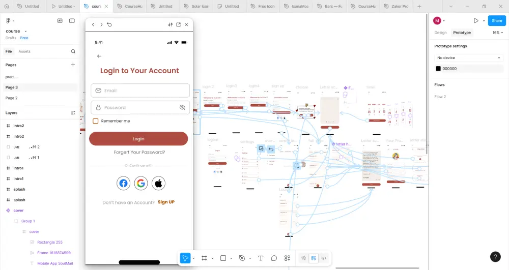 تصميم واجهة مستخدم بسيطةلثلاث شاشات باستخدام Figma
