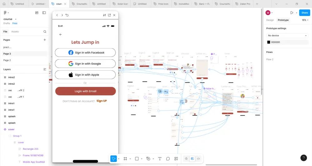 تصميم واجهة مستخدم بسيطةلثلاث شاشات باستخدام Figma