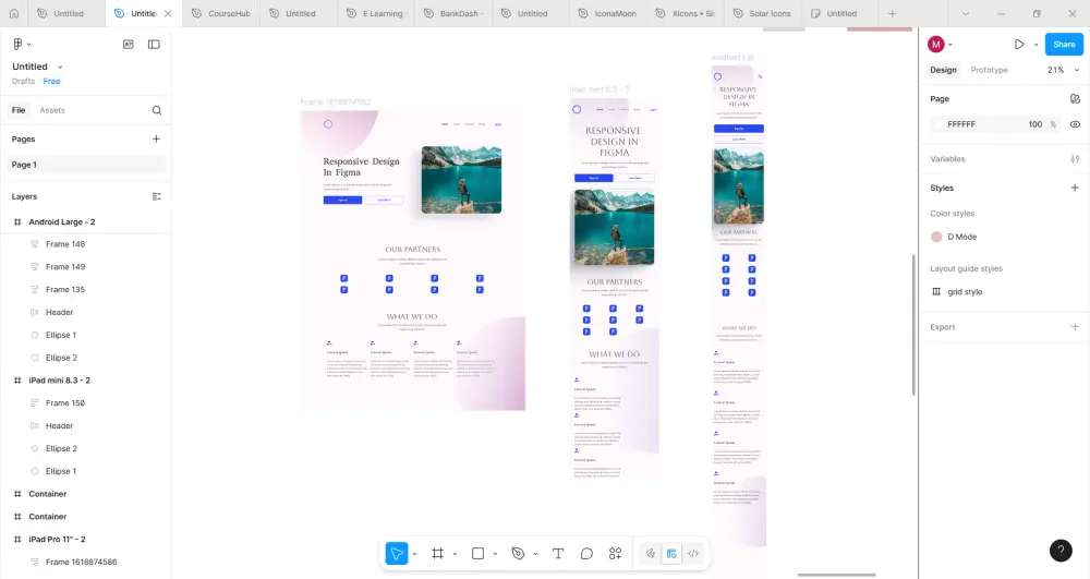 تصميم واجهة مستخدم بسيطةلثلاث شاشات باستخدام Figma