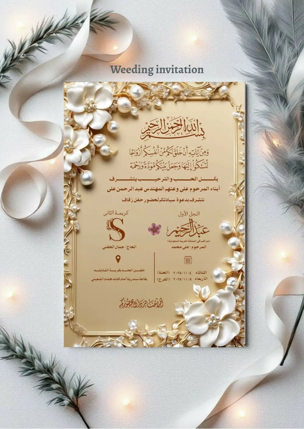 تصميم دعوات زفاف بشكل أنيق💍