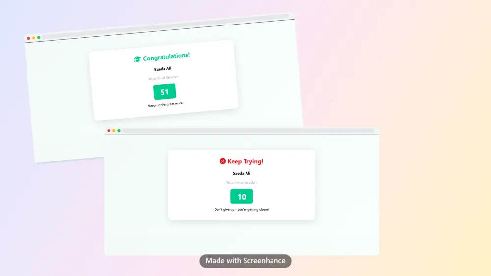 تصميم اختبار تفاعلي Quiz باستخدام HTML وCSS وJavaScript
