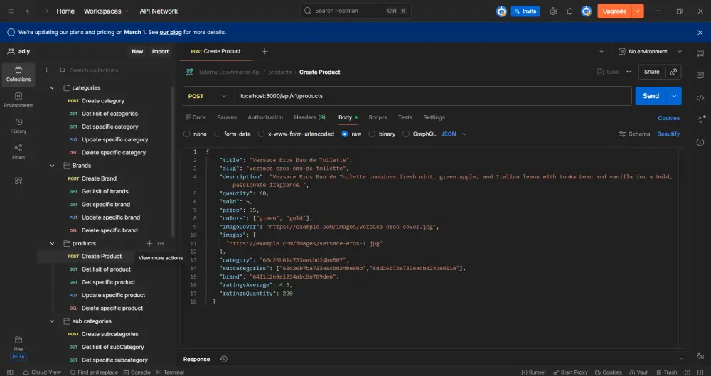 سأقوم بتطوير REST API احترافية باستخدام Node.js و MongoDB