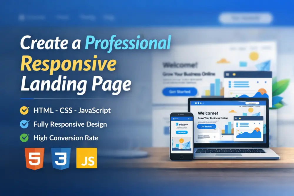 صفحة هبوط landing Page Using Html, CSS, Bootstrap, JS