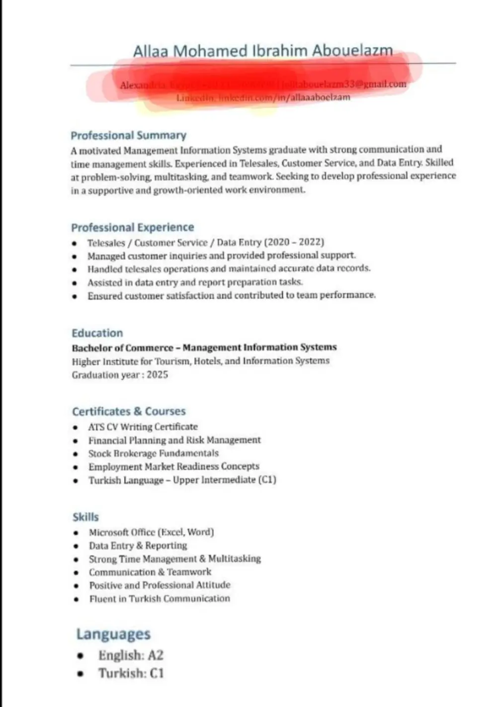 كتابة سيرة ذاتية احترافية متوافقة مع انظمة التوظيف Ats