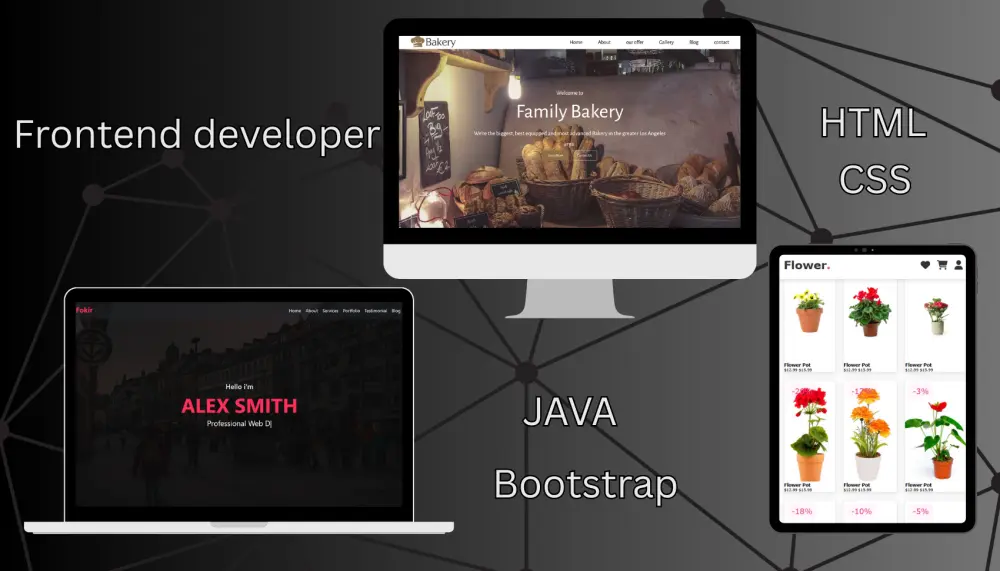تصميم مواقع الكترونيه باستخدام (HTML, CSS,JAVASCRIPT,BOOTSTRAP)