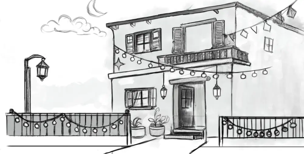 Storyboard ليلة العيد – اسكتش رصاص للمة العيلة وصناعة كحك العيد