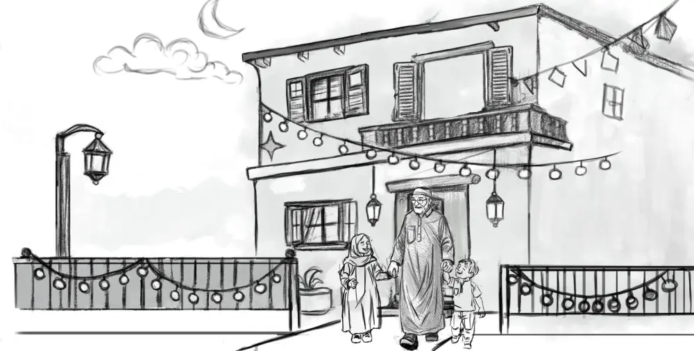 Storyboard ليلة العيد – اسكتش رصاص للمة العيلة وصناعة كحك العيد