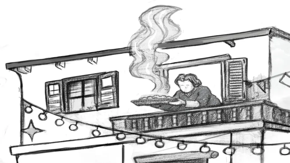Storyboard ليلة العيد – اسكتش رصاص للمة العيلة وصناعة كحك العيد