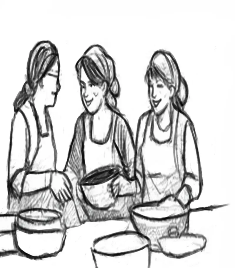 Storyboard ليلة العيد – اسكتش رصاص للمة العيلة وصناعة كحك العيد