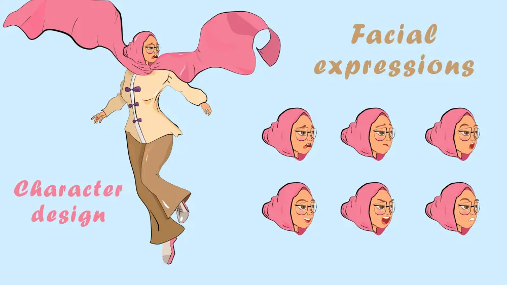 رسم وتصميم شخصيه واحده كرتونية 2D بأسلوب إبداعي ومميز