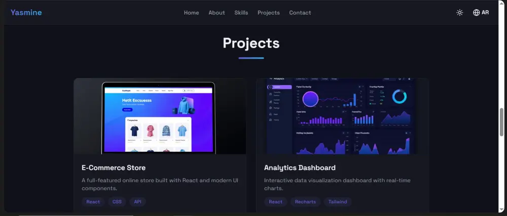 تصميم وتطوير موقع Portfolio احترافي باستخدام React.js متجاوب وسريع