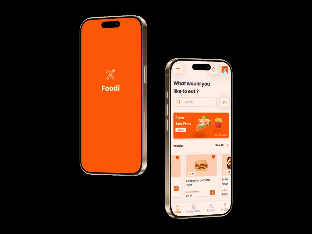 تصميم واجهات تطبيق Foodi لطلب الطعام وإدارته