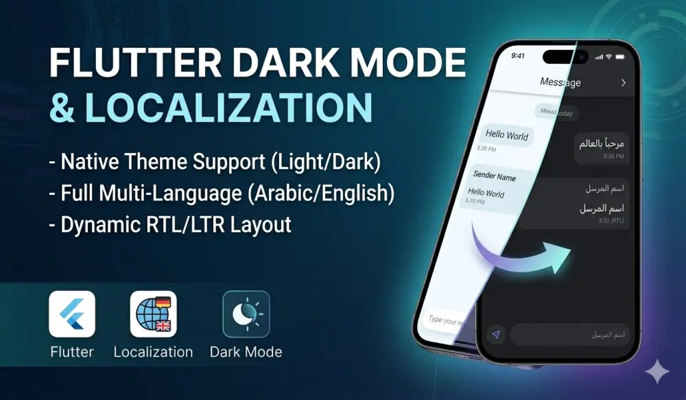 أضف ميزة الترجمة (متعددة اللغات) أو الوضع الداكن إلى شاشة Flutter الخاصة بك