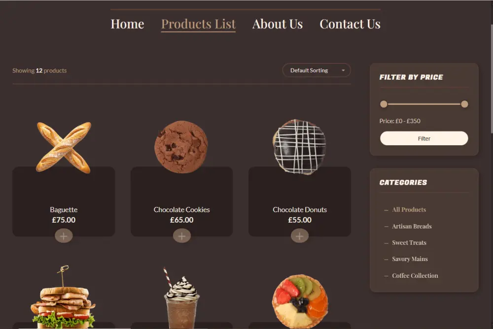 تصميم موقع ويب ل Bakary E-Commerce