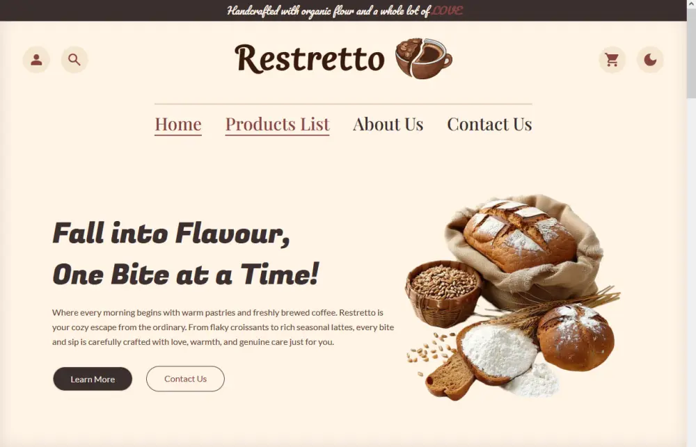 تصميم موقع ويب ل Bakary E-Commerce