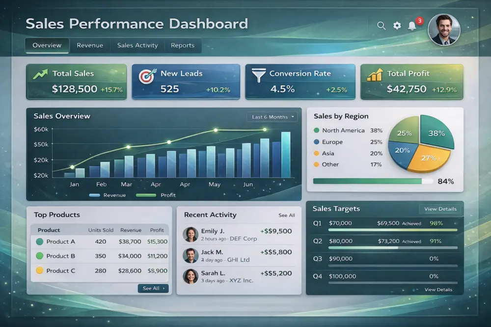 لوحة عرض وتحليل بيانات تفاعلية واحترافية  Dashboard