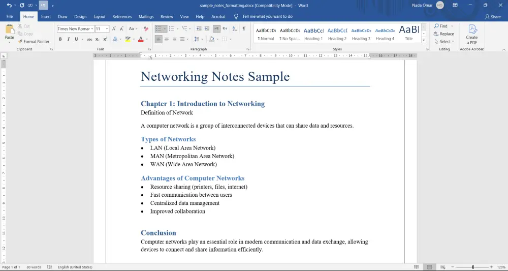 كتابة مذكرات ومستندات احترافية على Word
