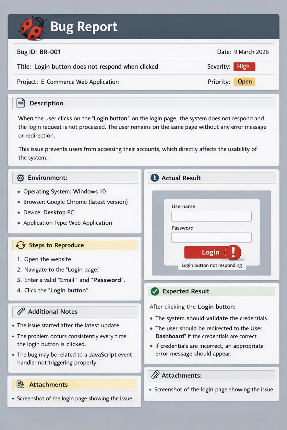 تحليل الأخطاء وكتابة Bug Report  (فقط 7 Bugs)