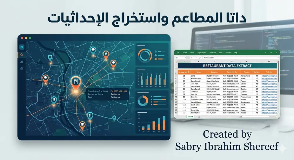 استخراج بيانات المطاعم (Web Scraping) بدقة عالية شاملة الإحداثيات والتقييمات