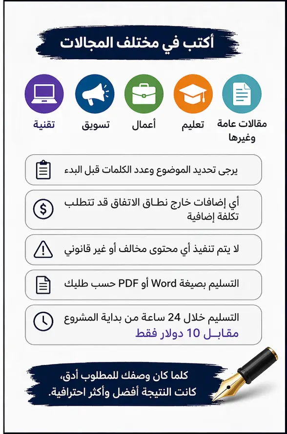 كتابة و اعادة تعديل المقالات بشكل احترافي